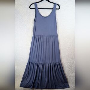50- Simons Visions Elegant Blue Sleeveless Maxi Dress Fit Small Stretch+Soft!!